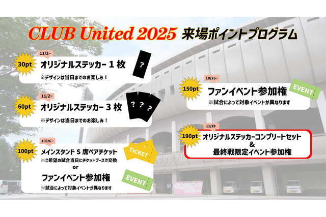 CLUB United 2025  来場ポイントプログラムのお知らせ