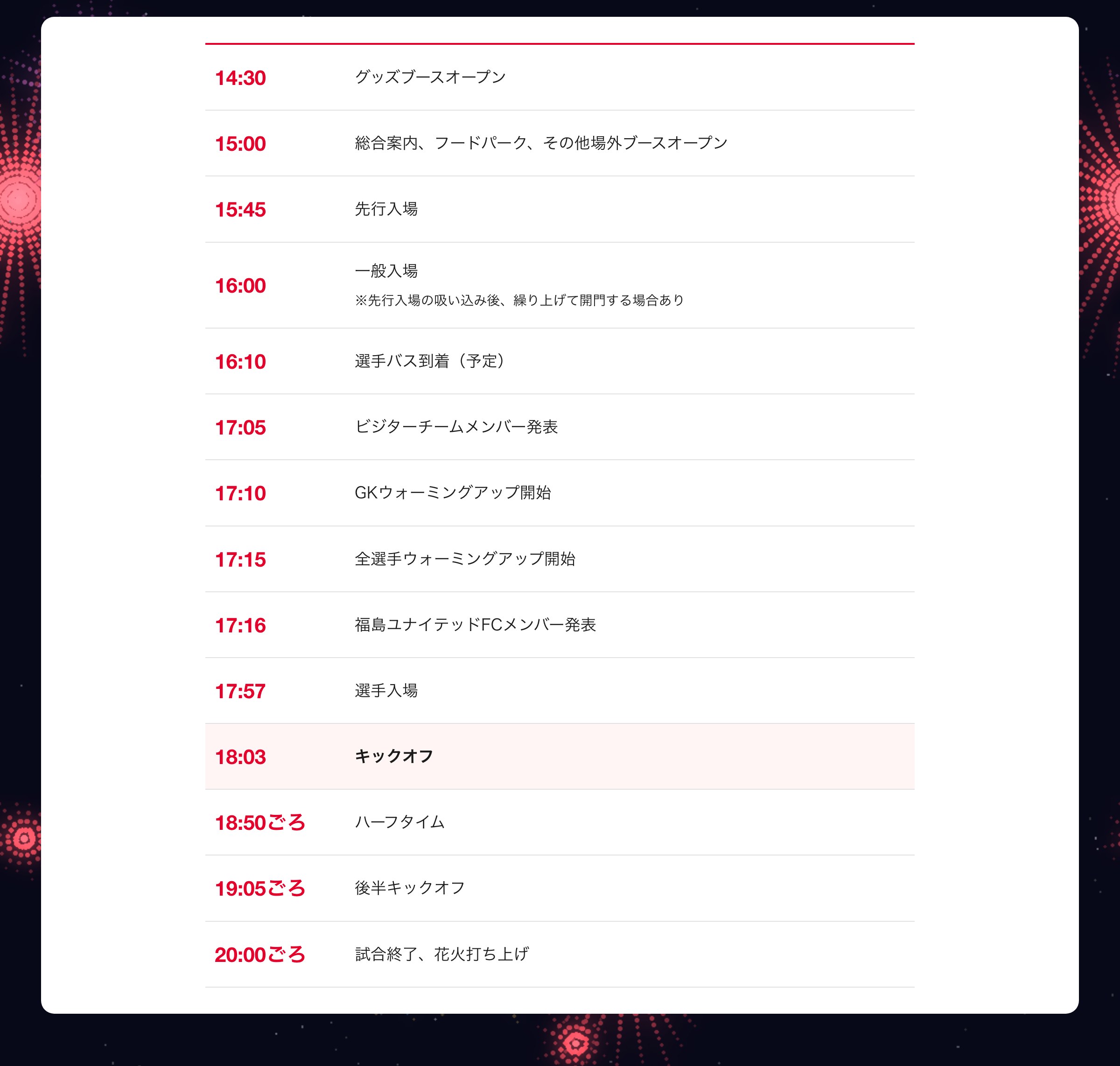 当日のタイムスケジュール