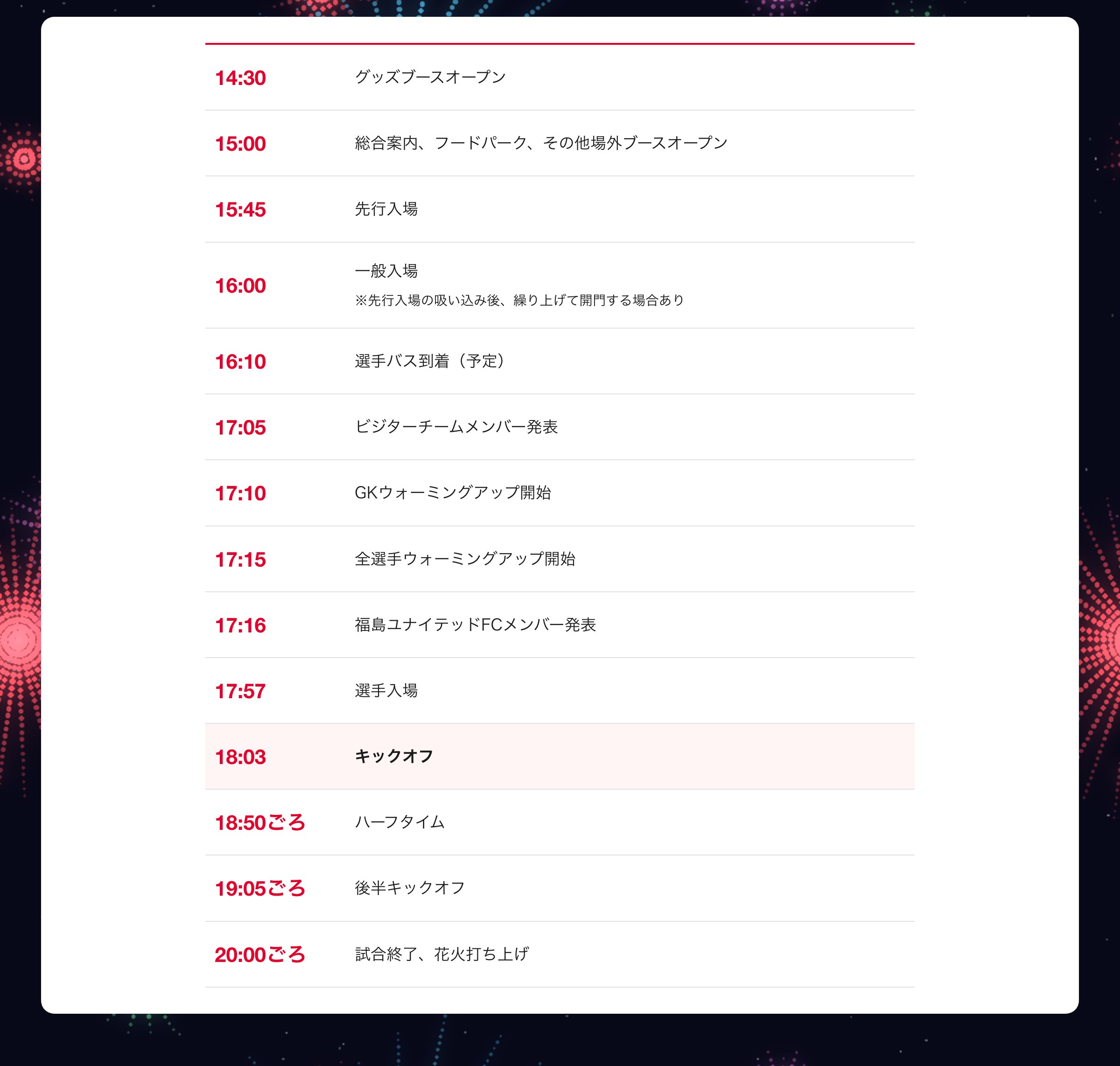 当日のタイムスケジュール