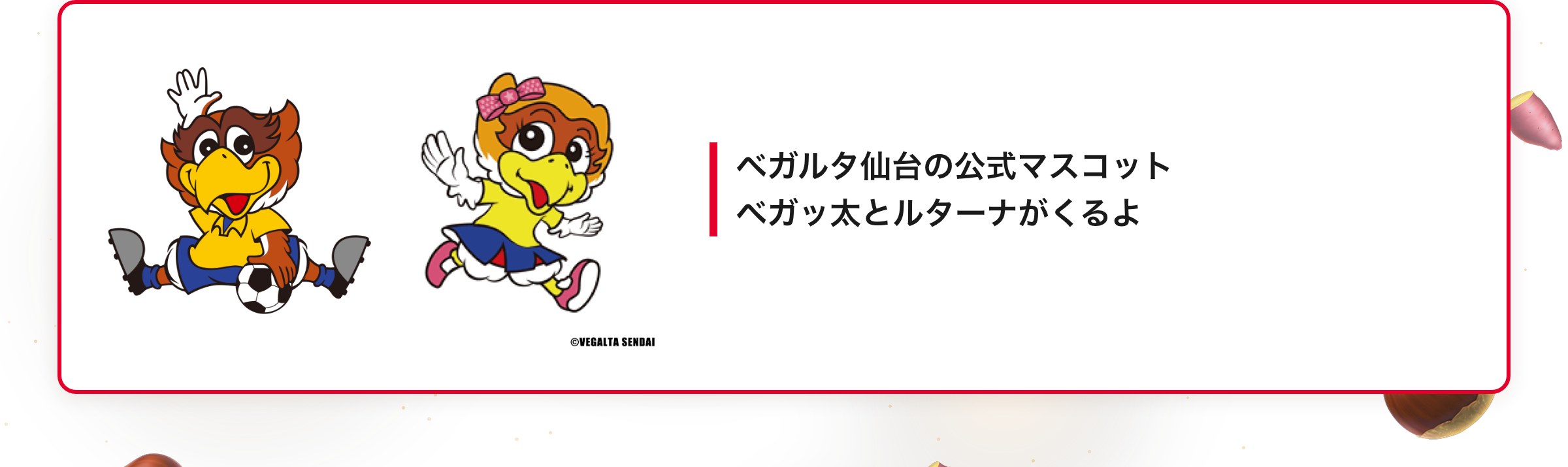 ベガルタ仙台の公式マスコットベガッ太とルターナがくるよ